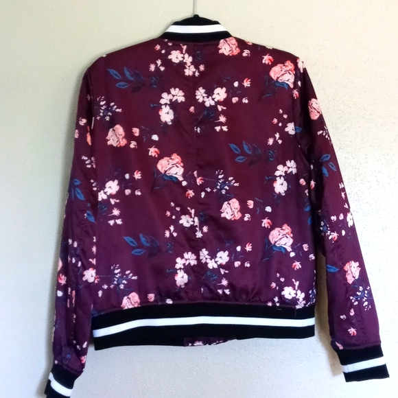 ana silky floral jacket zip front size L - Picture 2 of 4